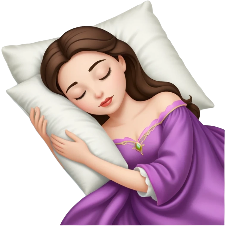 sleeping beauty brunette white girl with a silk pillow emoji