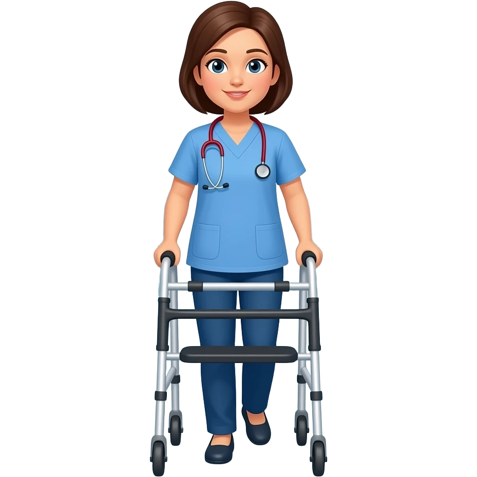 physical therapist hospital female walker - no stethoscope emoji