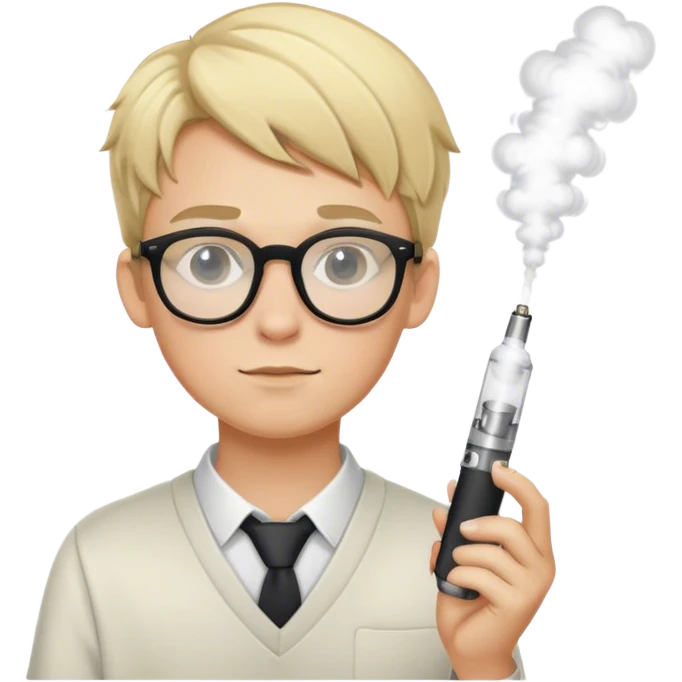 blonde boy with glasses and vape emoji