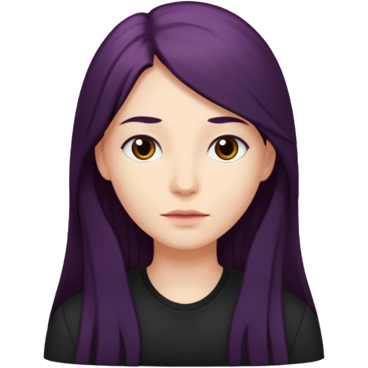 A avatar whit black shirt and berry long hair emoji