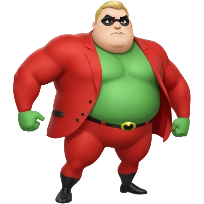 green fat mr incredible farting with giant green fart cloud emoji