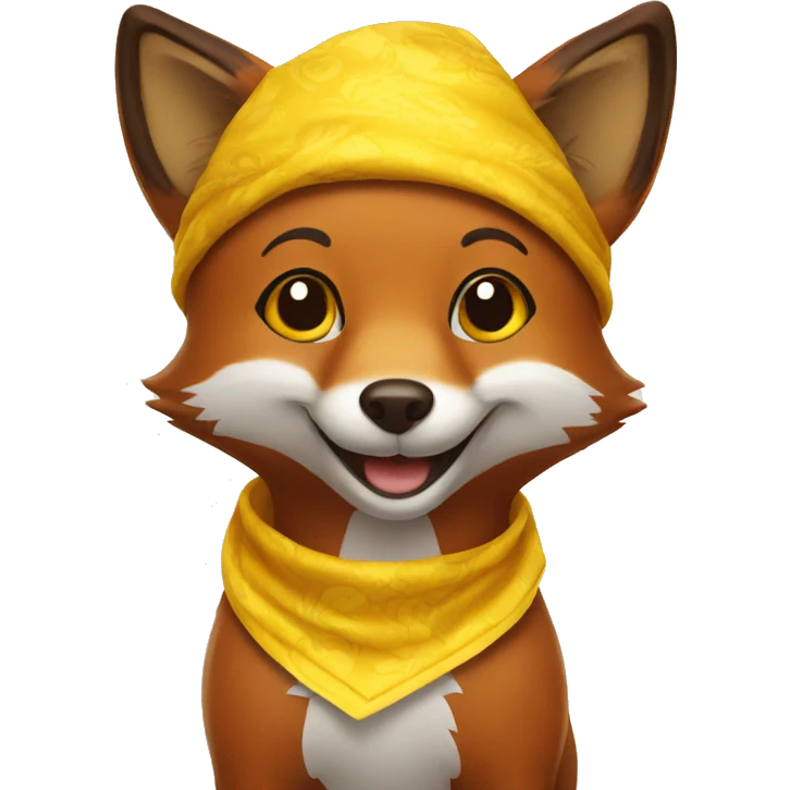 Happy brown fox with a yellow bandana emoji