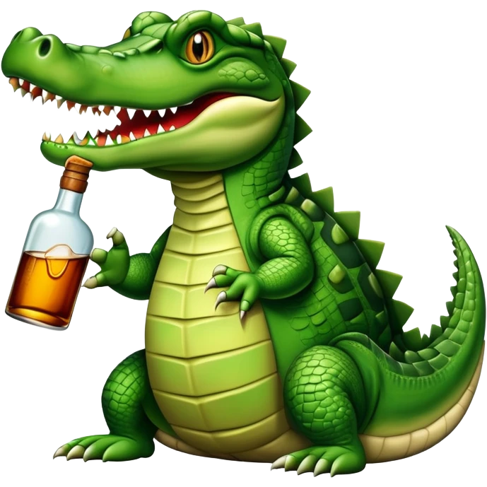 crocodile with a bottle of whiskey emoji