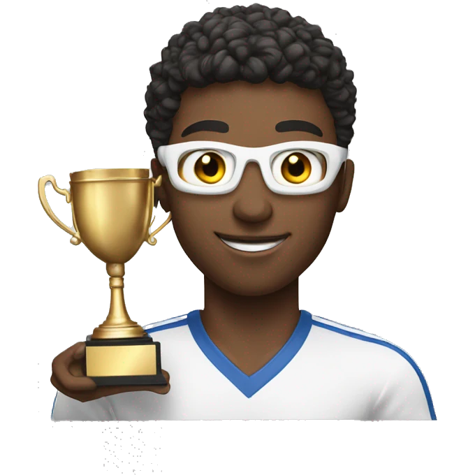 white athlete with winner trophy emoji
