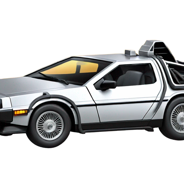 Delorean with flames from tires emoji