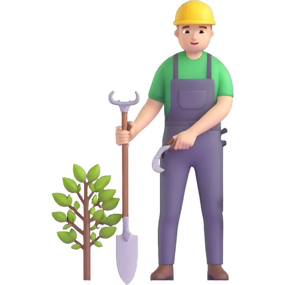 diligent young white male gardener cutting branches emoji