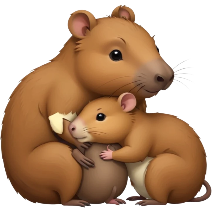 capybara and a mouse cudding with each other emoji