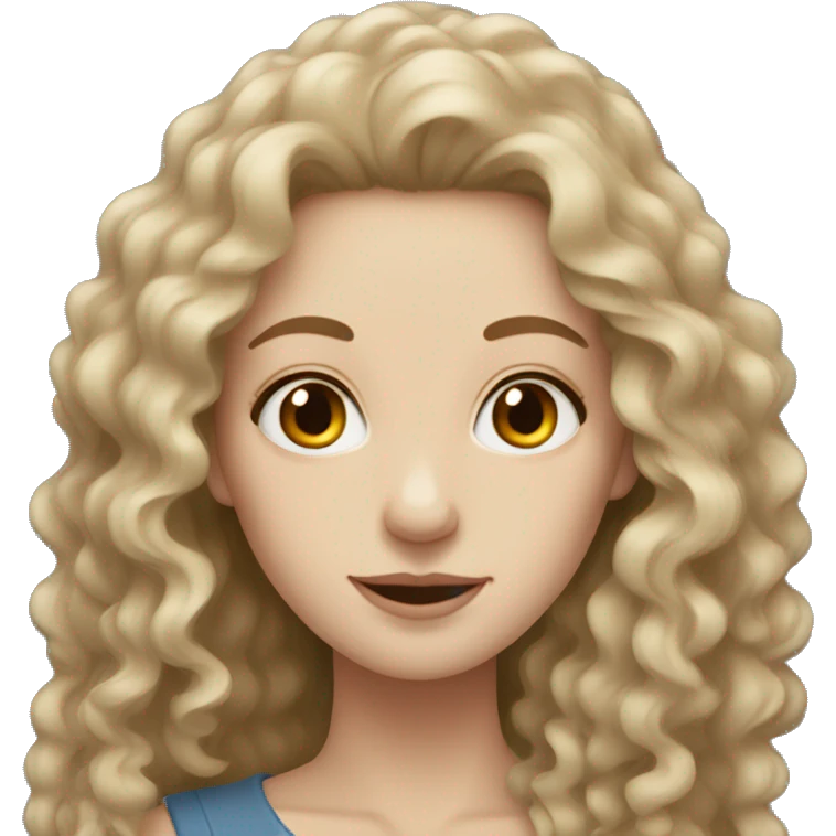 Woman with pale skin and long curly brown hair  emoji