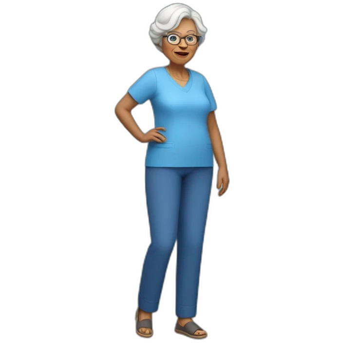 full grandmother in blue trousers emoji