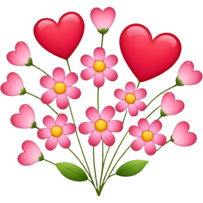 Flowers and hearts emoji
