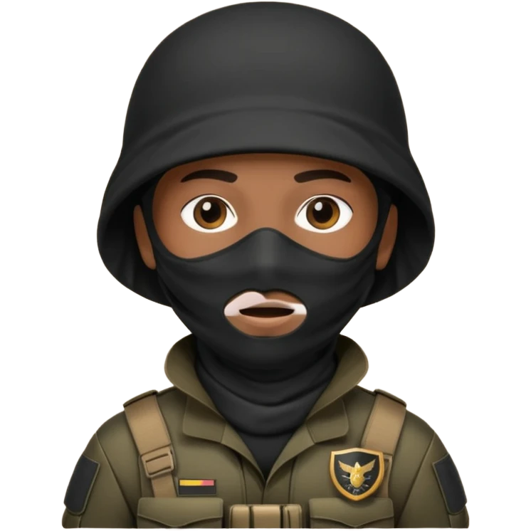 special forces soldier, black uniform, face covered emoji