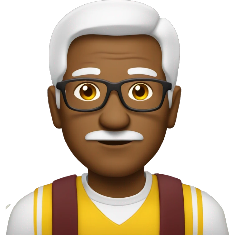 Older guy at football game burgundy and yellow emoji
