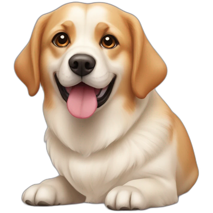 big white labrador and ginger pekingese corgi emoji