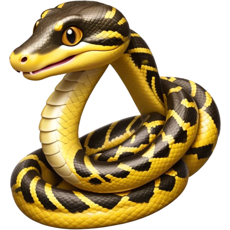 cinematic-cute-anaconda-portrait-emoji,-head-tilted-playfully-and-inquisitively,-with-a-sleek,-shimmering-body-adorned-with-detailed-scale-sriped patterns-and-round,-sparkling-eyes-full-of-wonder,-simplified-yet-irresistibly-adorable-features emoji