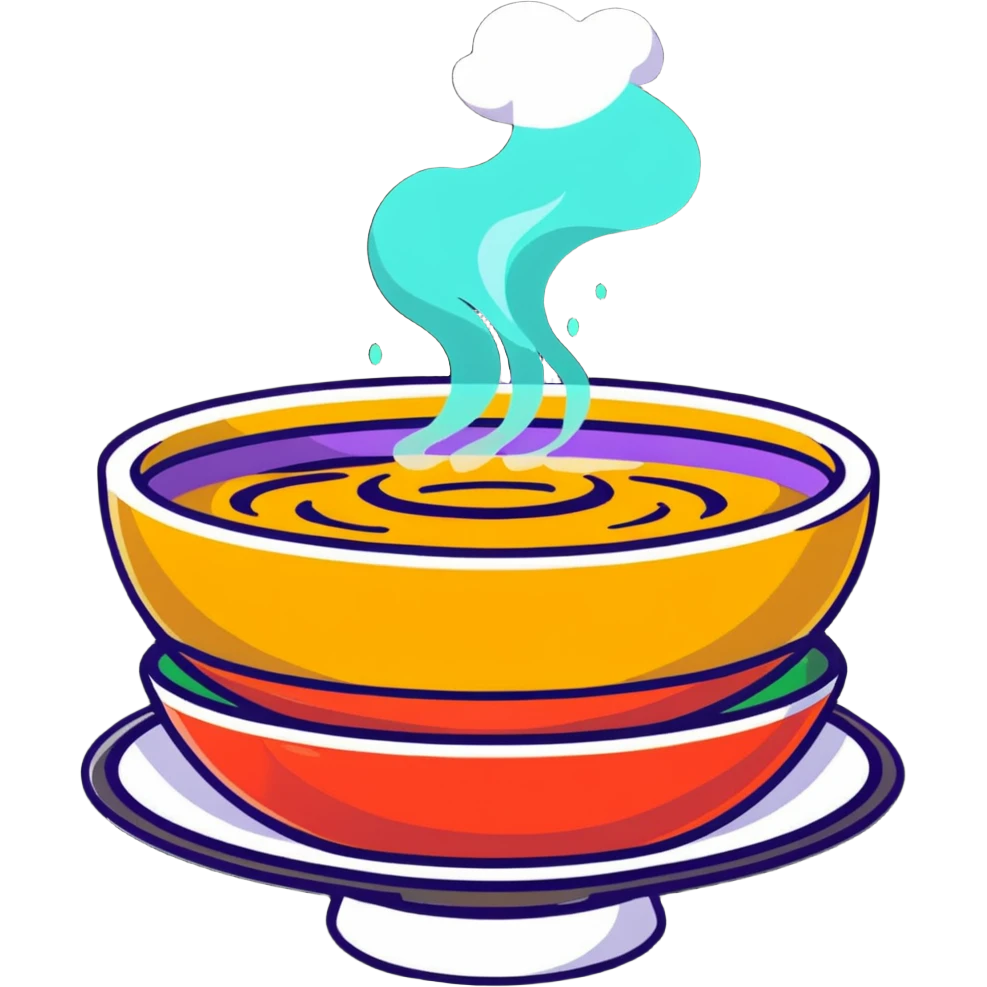 gourmet dish with steam and aroma waves emoji