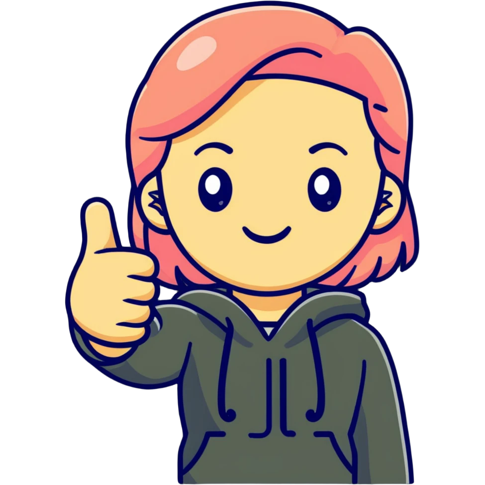 Girl with one hand giving thumbs up and the other hand giving thumbs down, showing mixed feelings emoji