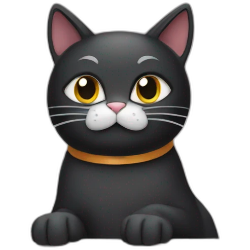black cat in front of computer emoji
