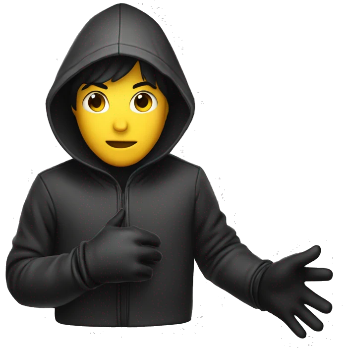 mysterious hooded boy in gloves emoji