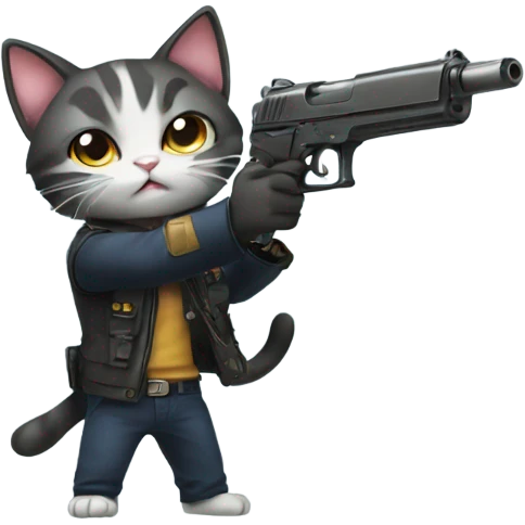 Cat with gun anime emoji