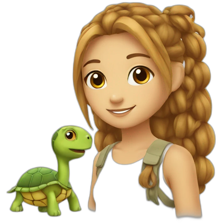 a mix of a turtle a giraf and a girl emoji