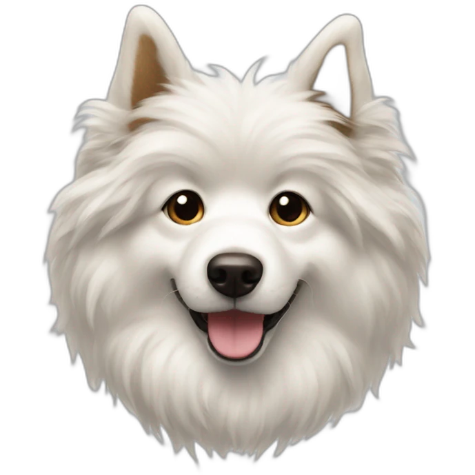 A white fluffy dog with long brownish flappy ears emoji