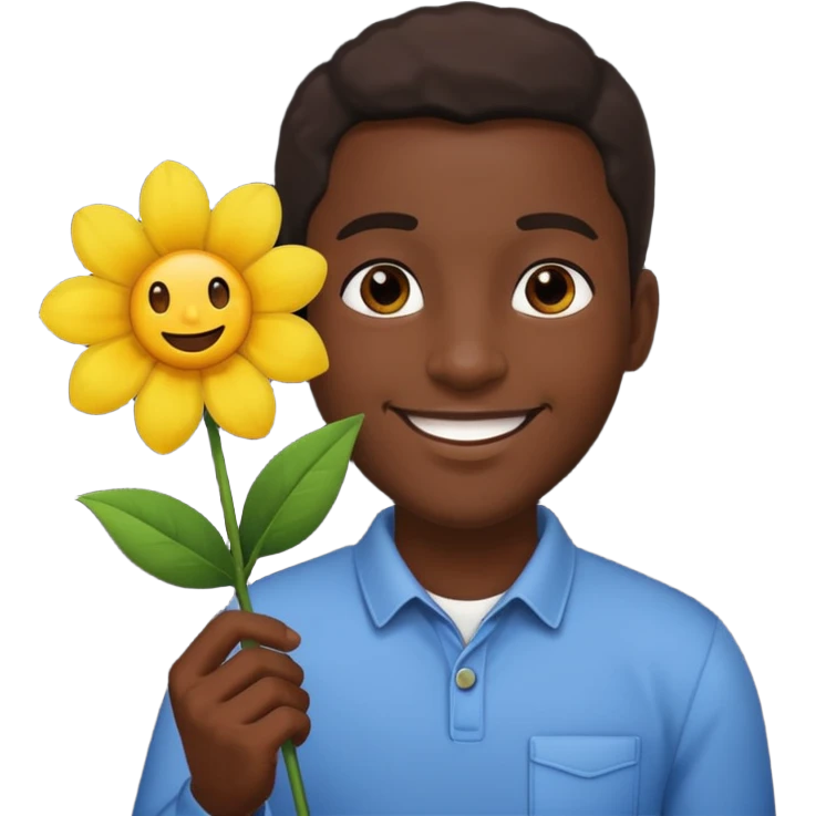 black man holding flower emoji
