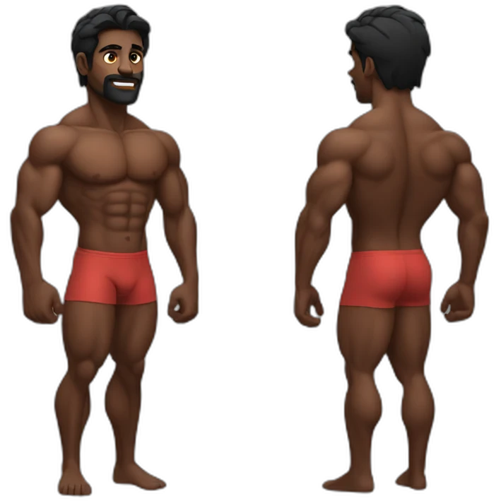 dark skinned Indian bodybuilder emoji