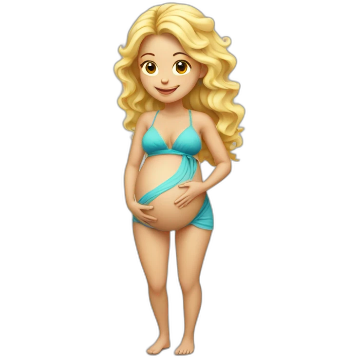 adorable pregnant blond full body women with beach-wave-hair emoji
