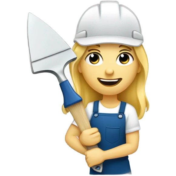 Blond plasterer holding trowel emoji