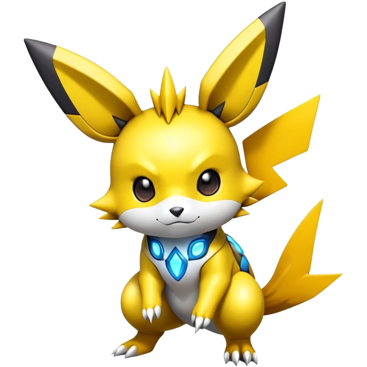 Shiny Futuristic Colorful Pichu-Raichu-Renamon-Zeraora-hybrid-creature emoji
