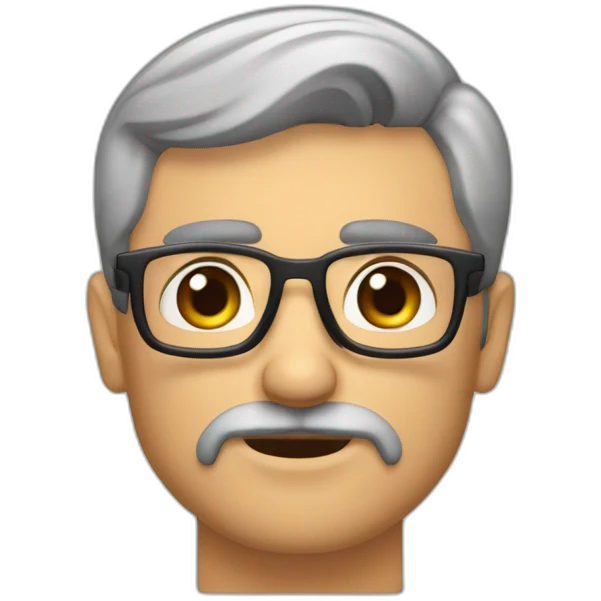 hombre  45 años guapo con barba moreno pelo engominado ojos grandes y nariz grande labios finos y cejas pobladas emoji
