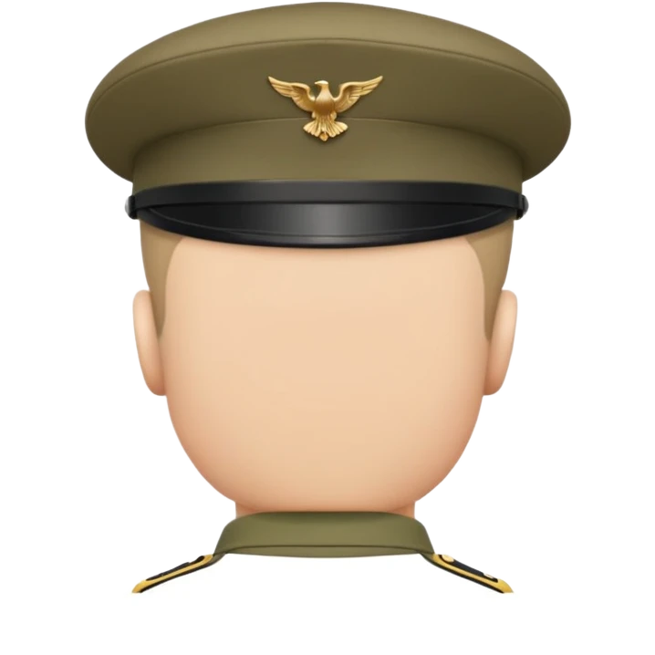 back view of soldier's head wearing a military cap or beret emoji