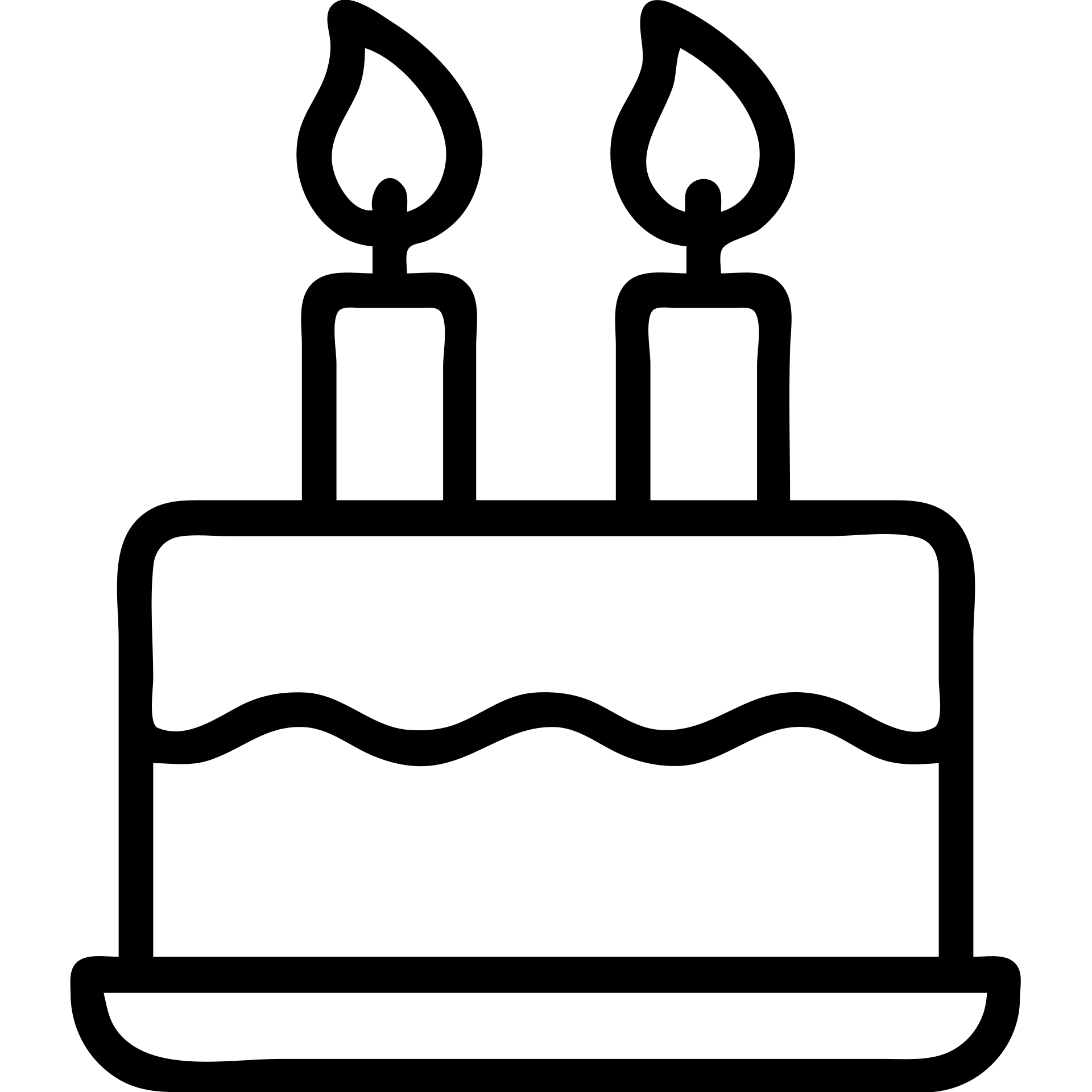 birthday cake with two candle flames flowing to the side, icon style, minimal and modern emoji
