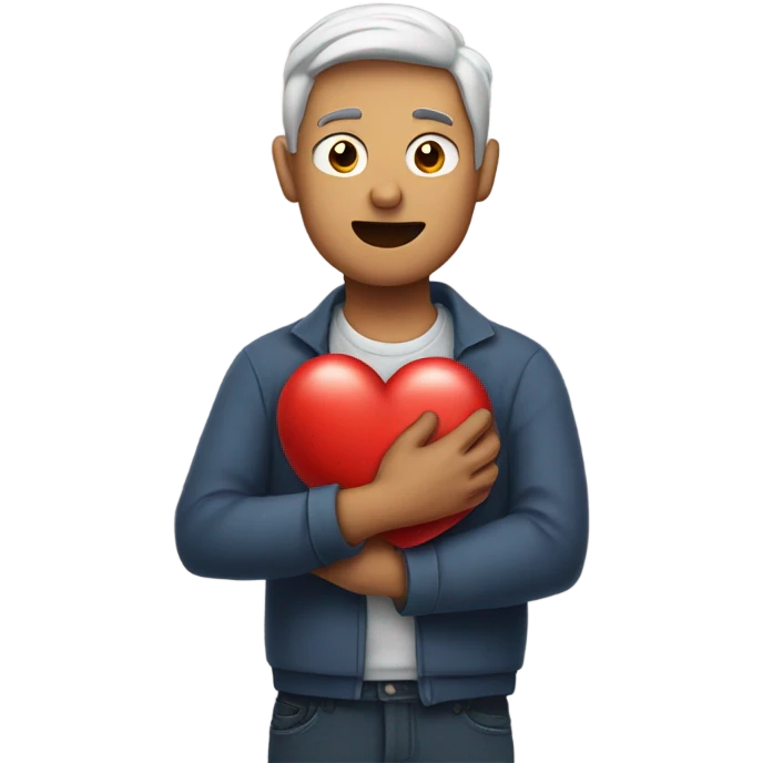 Man clenching heart from angina emoji