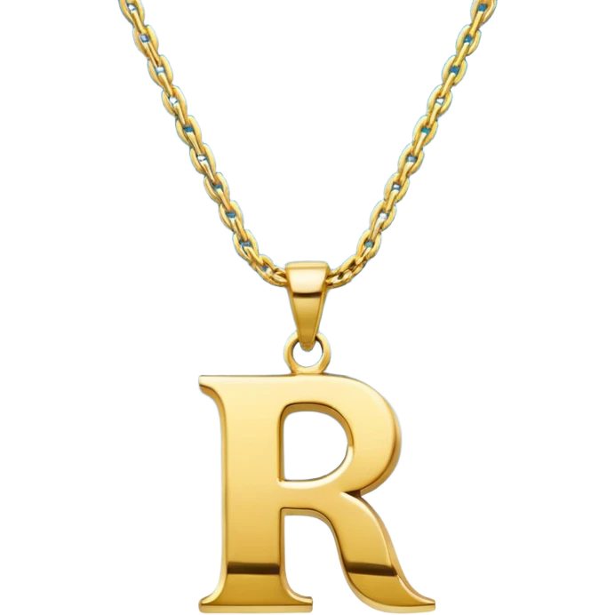 Gold necklace with letter r pendant emoji