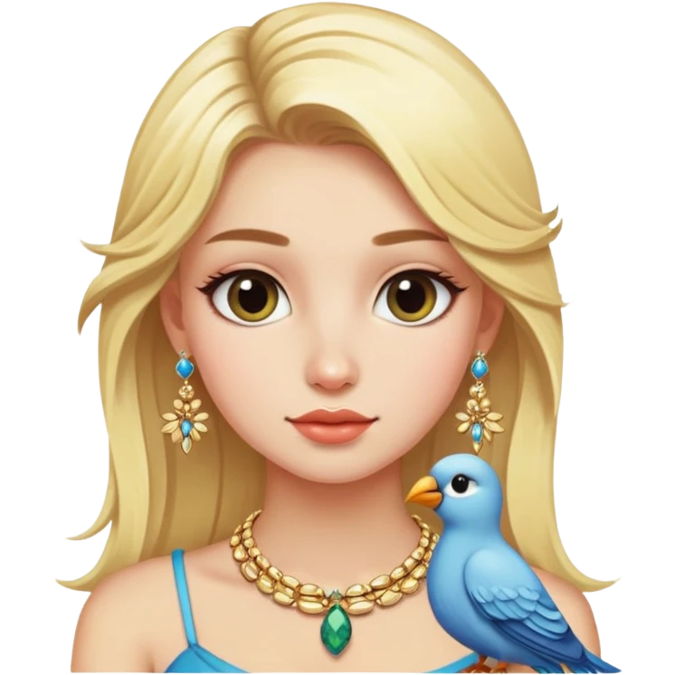 blonde girl with bird jewelry emoji