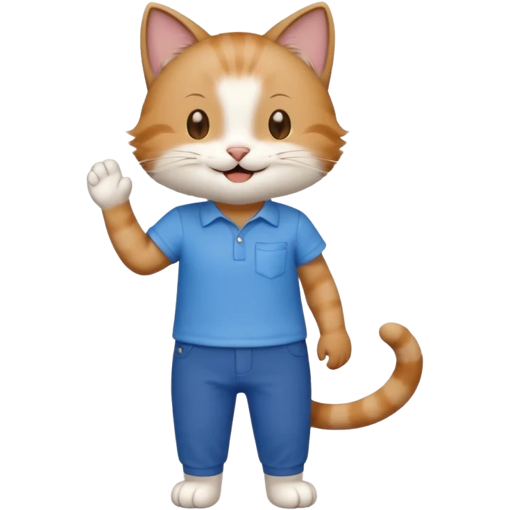 a cat wearing shirt and a pant emoji
