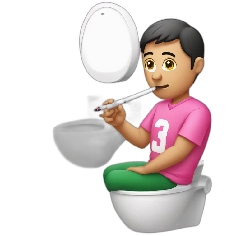 Algerian smoking an electronic cigarette with a pink jersey in the toilet emoji