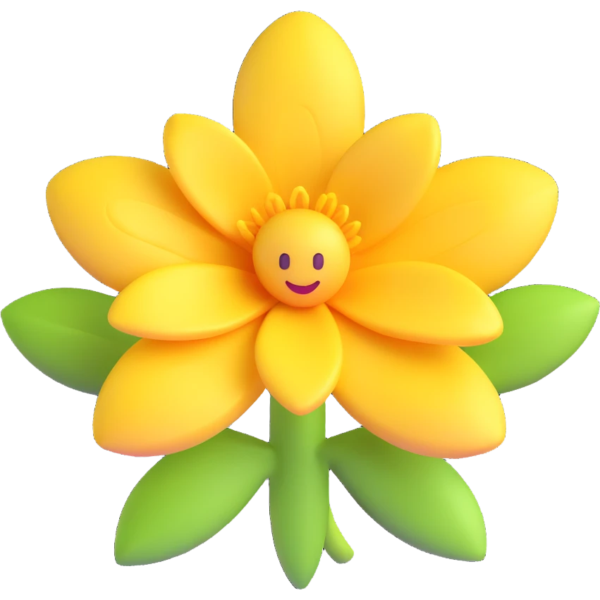 friendly smooth detailed vanilla flower 3D emoji style emoji