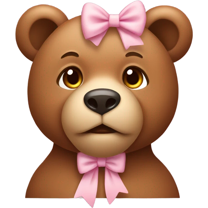Brown bear emoji with light pink bow on ear emoji
