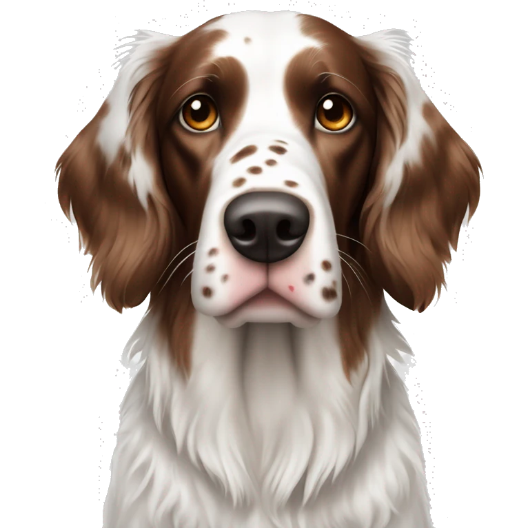 Beautiful White and Brown english setter with Brown ear  emoji