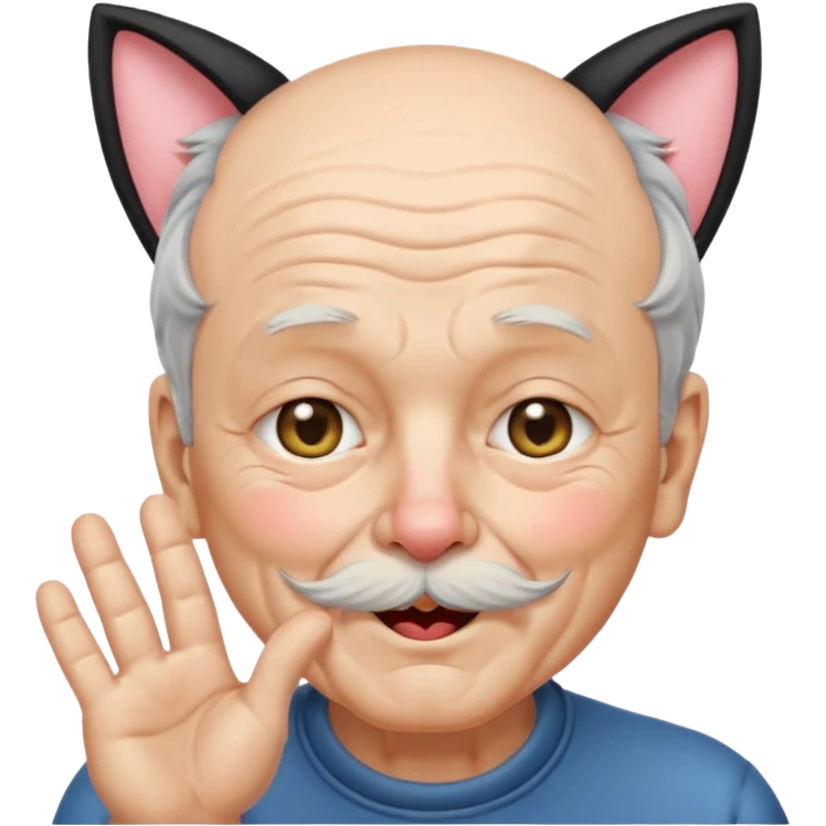 고양이귀가 달리고 윙크를 하며 키스를 날리는 할아버지 emoji