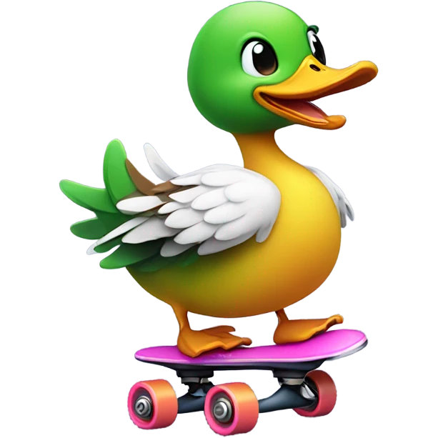 Roller skating duck emoji