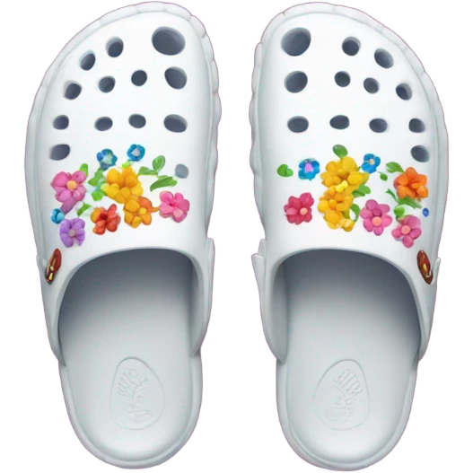 White Crocs with flowers emoji