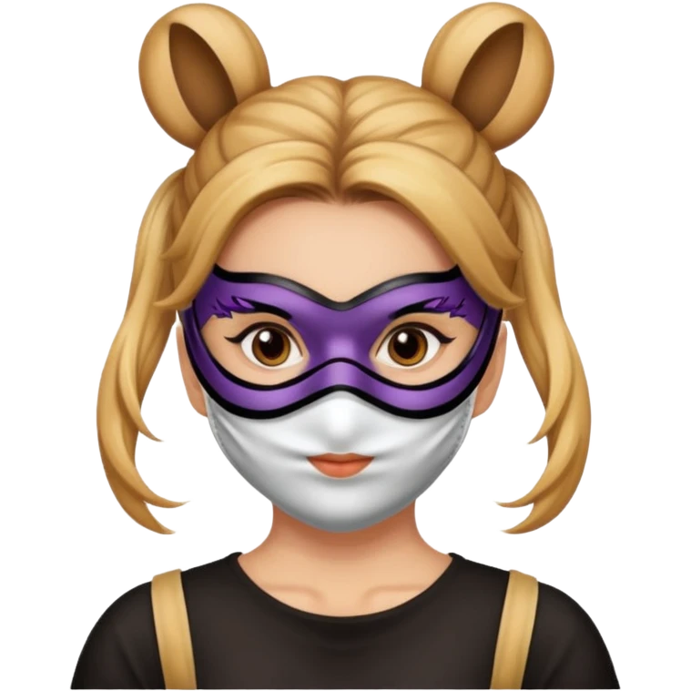 bun haired woman with mask emoji