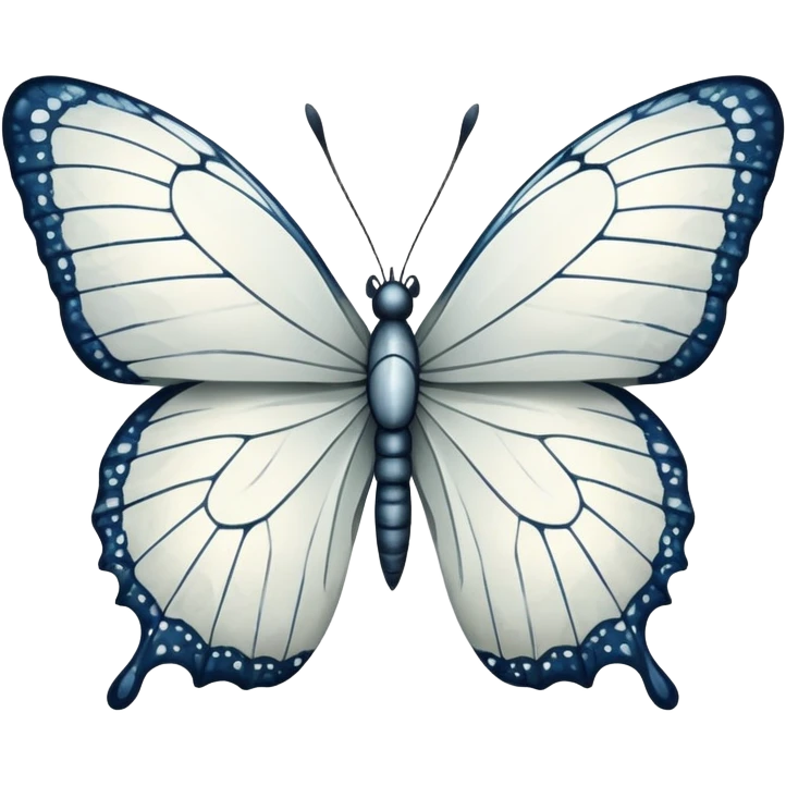 crackled dead non symmetrical white butterfly emoji