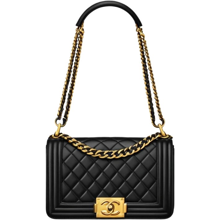 chanel le boy black bag gold hardware emoji