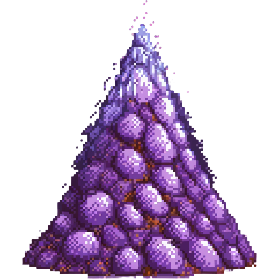 mound of sparkling purple spice, faint vapor above, inspired by Dune emoji