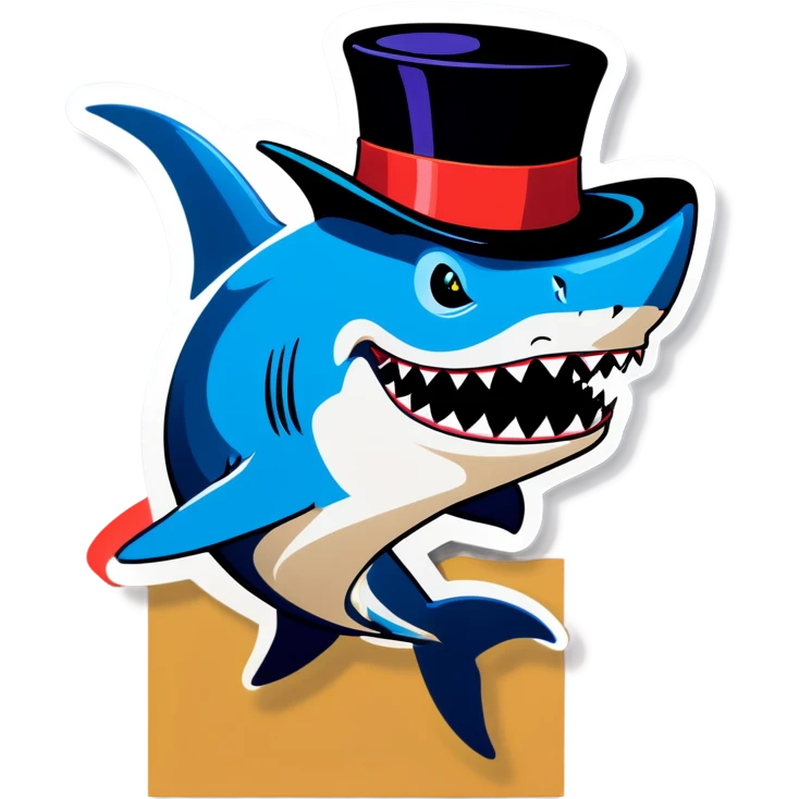 Shark with a top hat emoji