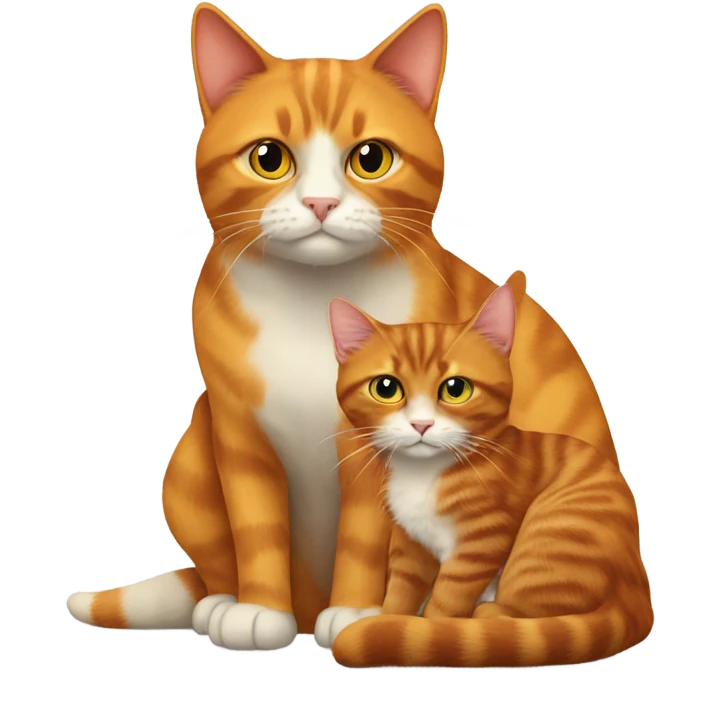 Ginger and a Tortoiseshell colour cat sat next together  emoji